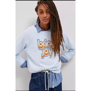 Back When by Anthropologie Sweatshirt Women S Blue Bring Joy Rainbow Graphic